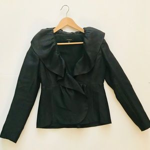 ANN TAYLOR Black Ruffle stylish blazer